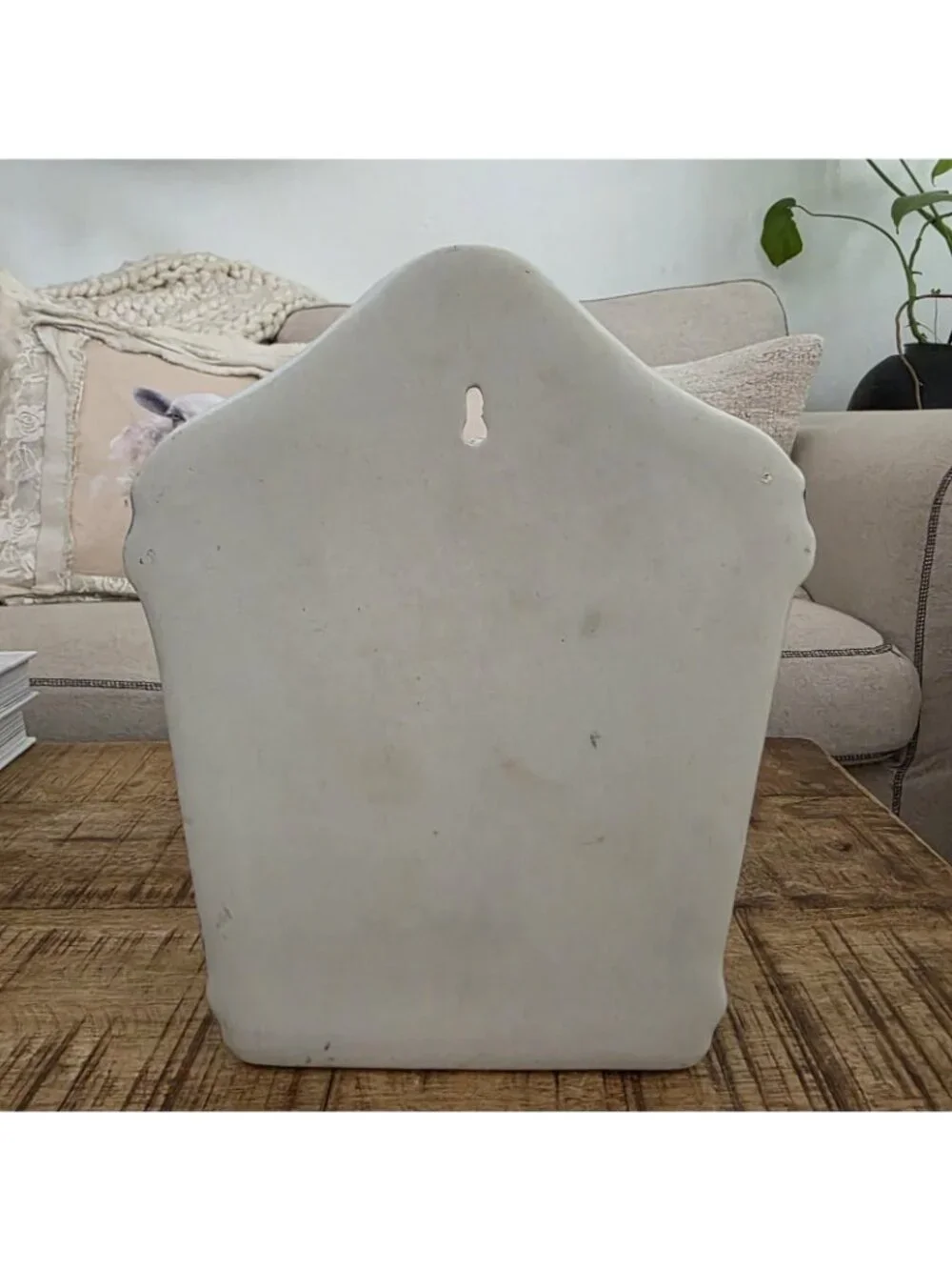 Blue & White Chinoserie Floral Wall Pocket Planter Ceramic 9.75